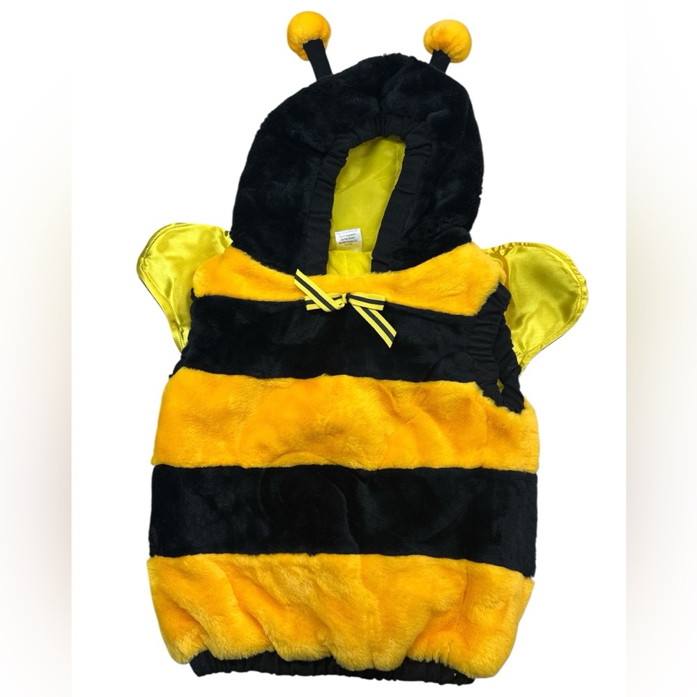 Bumble Bee Costume Pull Over Shortsleeved With Hood & Antenna Black/Yellow 12-24
